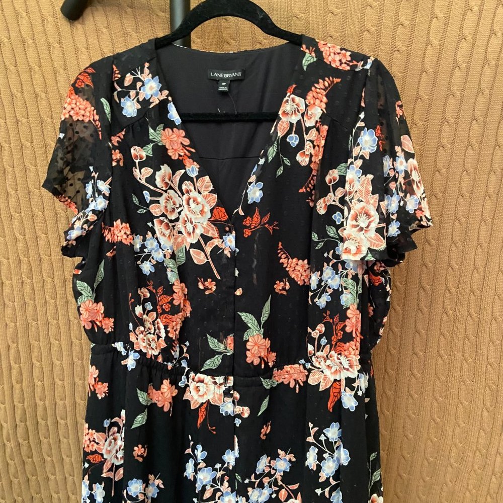 Lane Brant Black Floral Maxi Dress